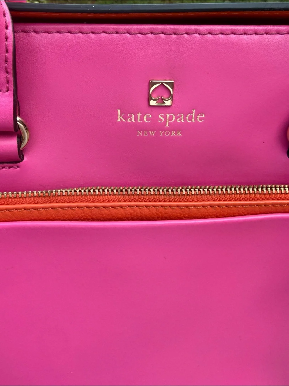 kate spade Two-Tone Hot Pink and Orange Leather Satchel Crossbody